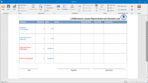 Predefined reports for documentation of actions and decisions to optimize your license stock