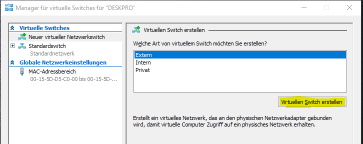 Neuer virtueller Switch Neuer virtueller Switch