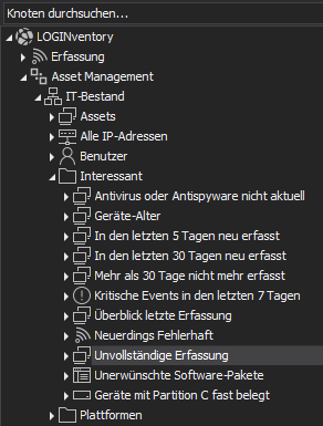 AbfrageUnvollstaendigeErfassung Abfrage Unvollständige Erfassung