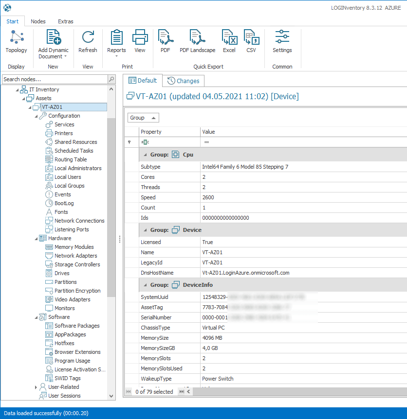 Detailansicht der erfassten Daten in LOGINventory