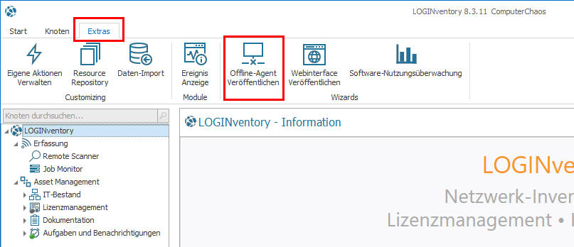 Veröffentlichen des Offline-Agenten im Kontext des neuen Mandanten