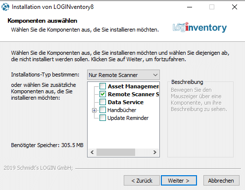Installationstyp "Nur Remote Scanner" wählen