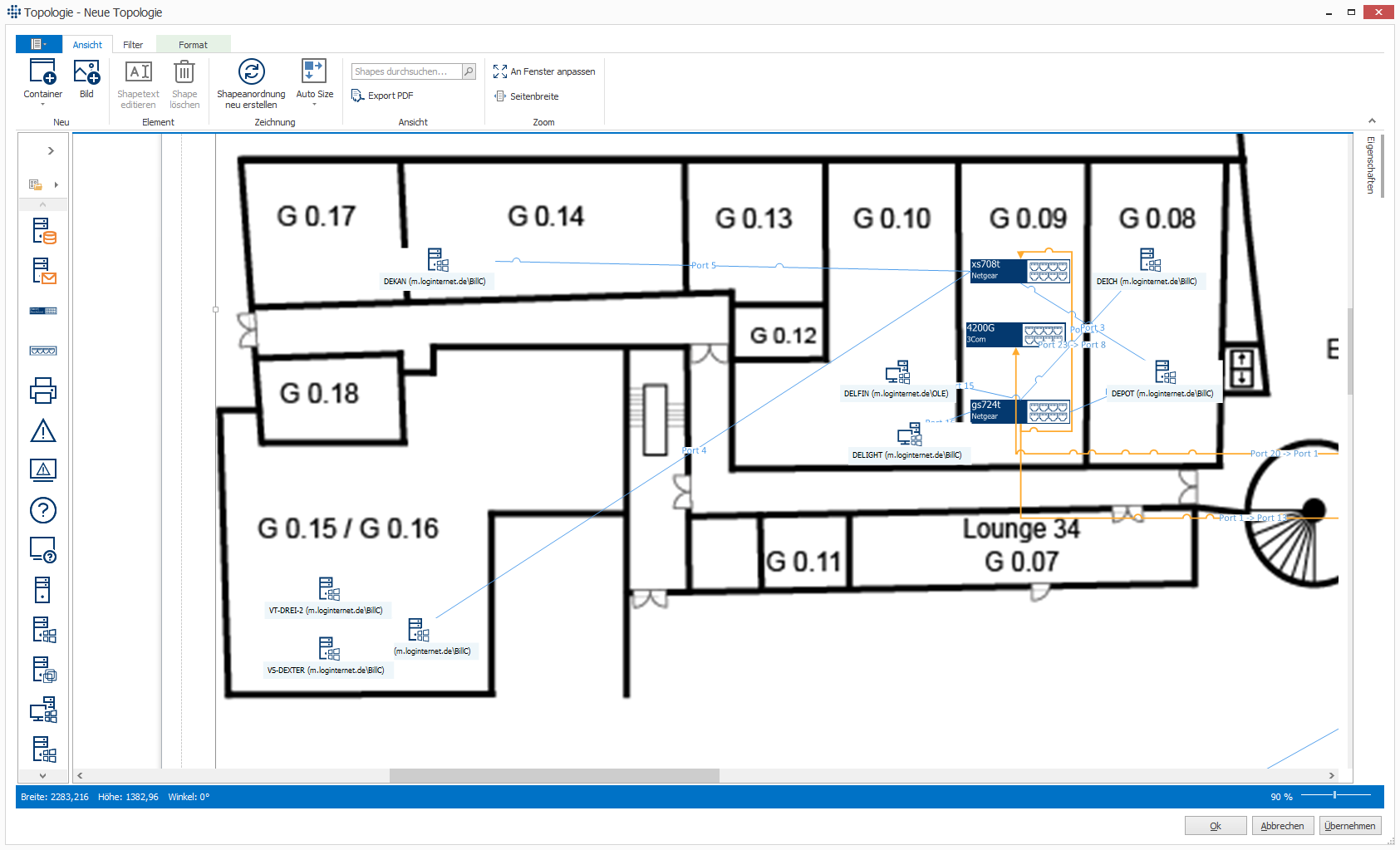 Topology representation: Storage of room plans