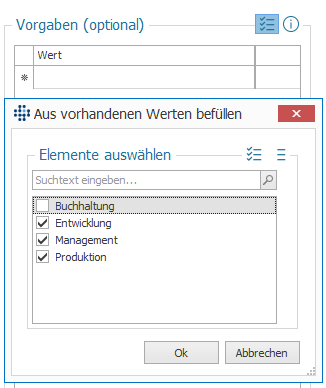 Presets aus vorhandenen Werten befüllen