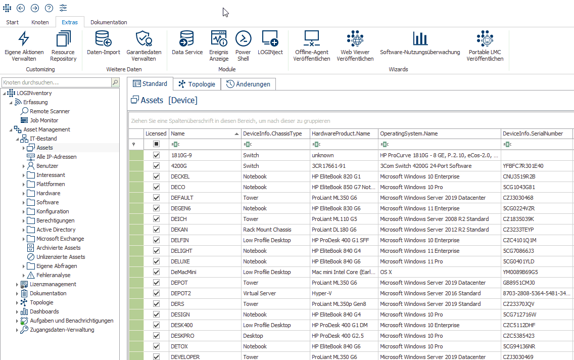 Ausführen des Skript mit der LOGINventory Powershell
