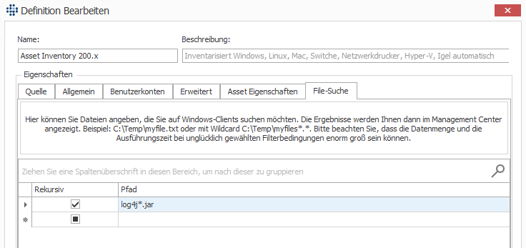 Log4j File Suche