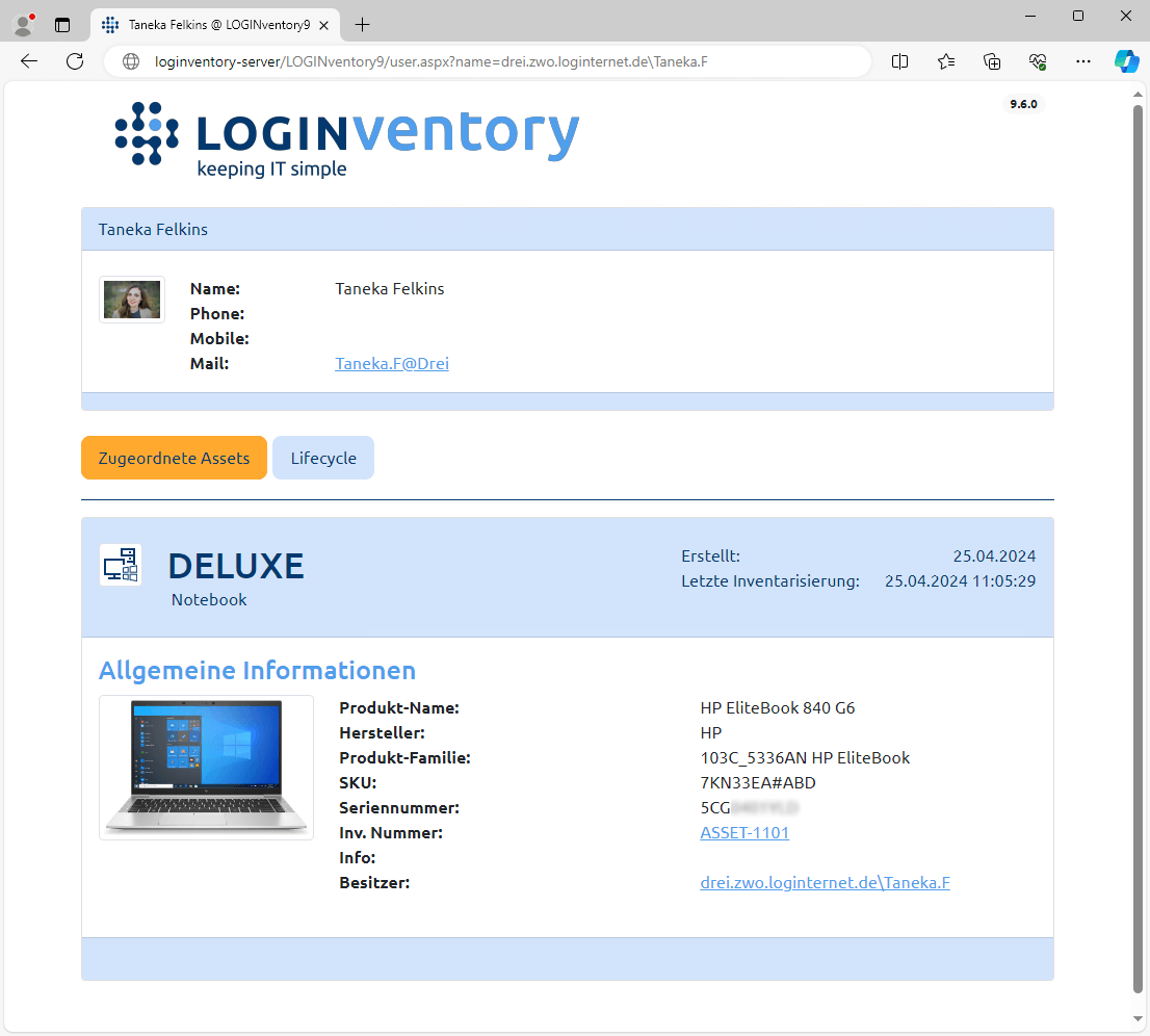 UserDetailsWeb User-Detail-Seite