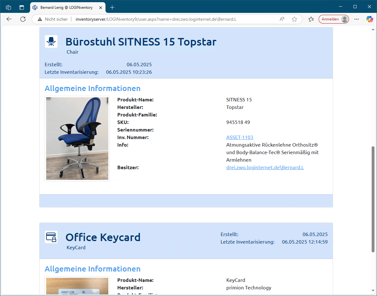 Nachverfolgung der Zuordnung von Gegenständen zu Usern