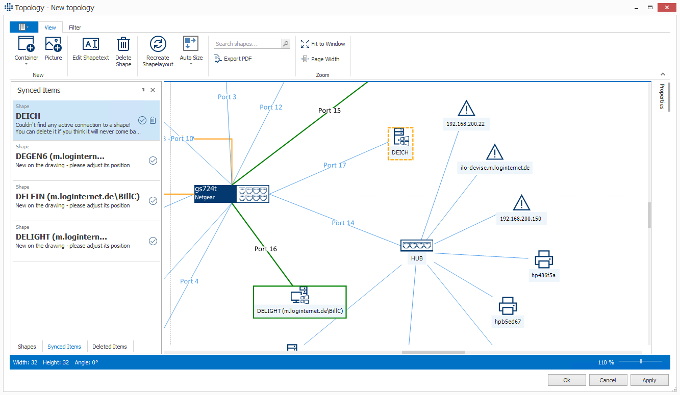 Network Diagram: Graphical Highlighting of Changes