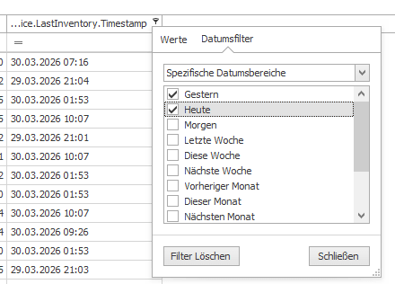 Filter auf passende Datumswerte